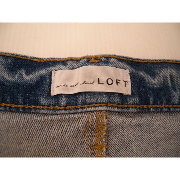 Ann Taylor Loft Denim Crop Jeans Distressed High Waist Straight Womens Size 14 - Picture 5 of 8